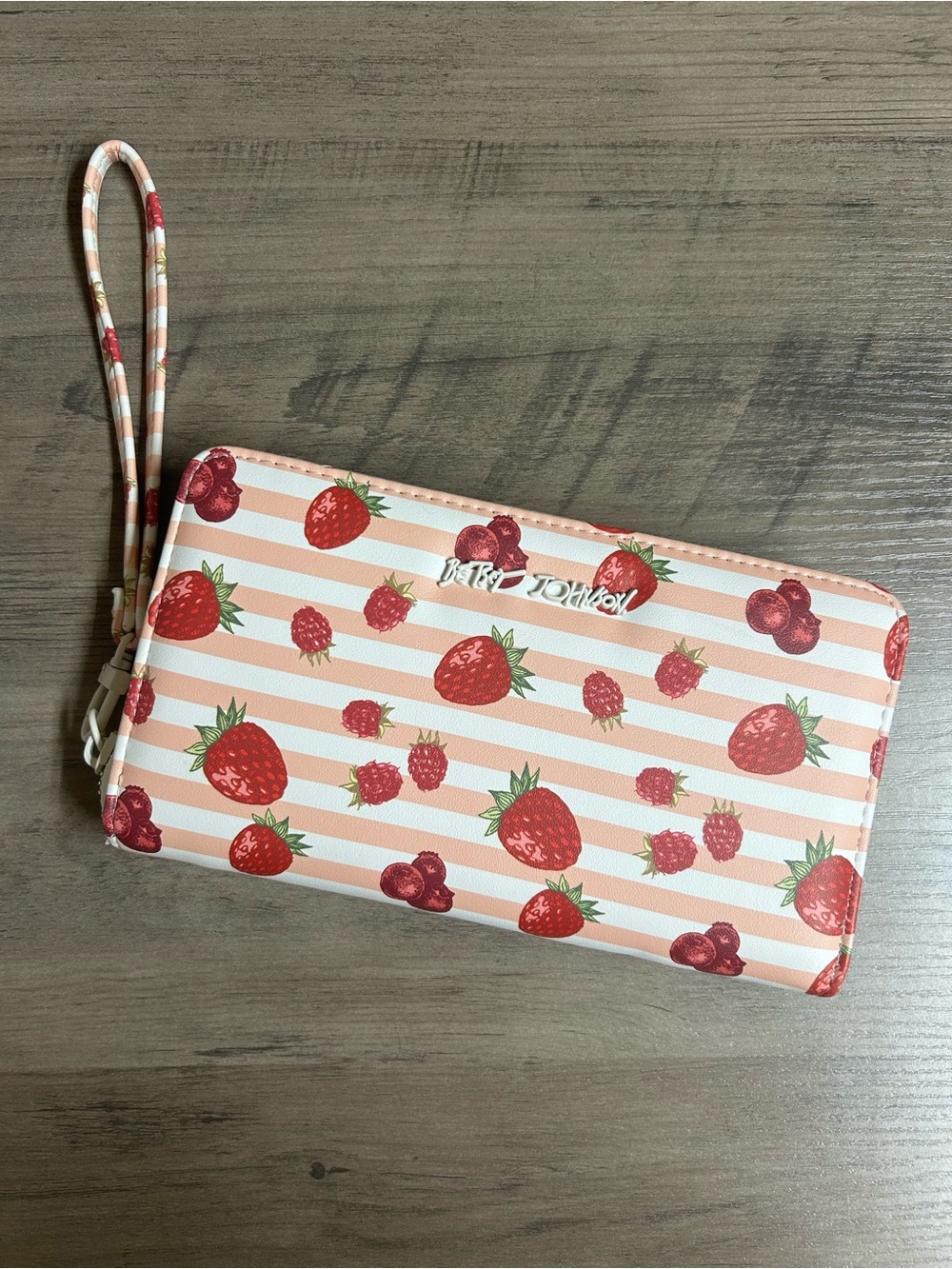 NWOT Betsey Johnson Pink & Red Berry Stripe Wallet
